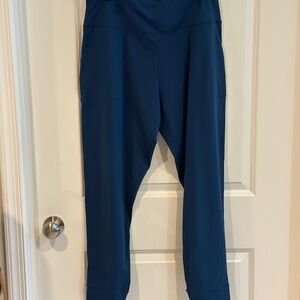 Teal Blue High-Waisted Leggings With Pockets